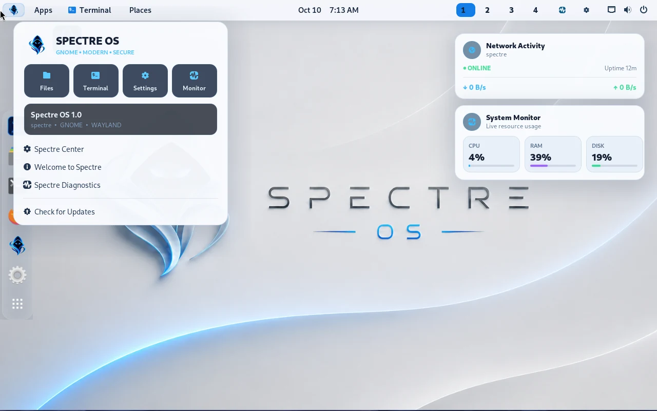 Spectre OS light desktop